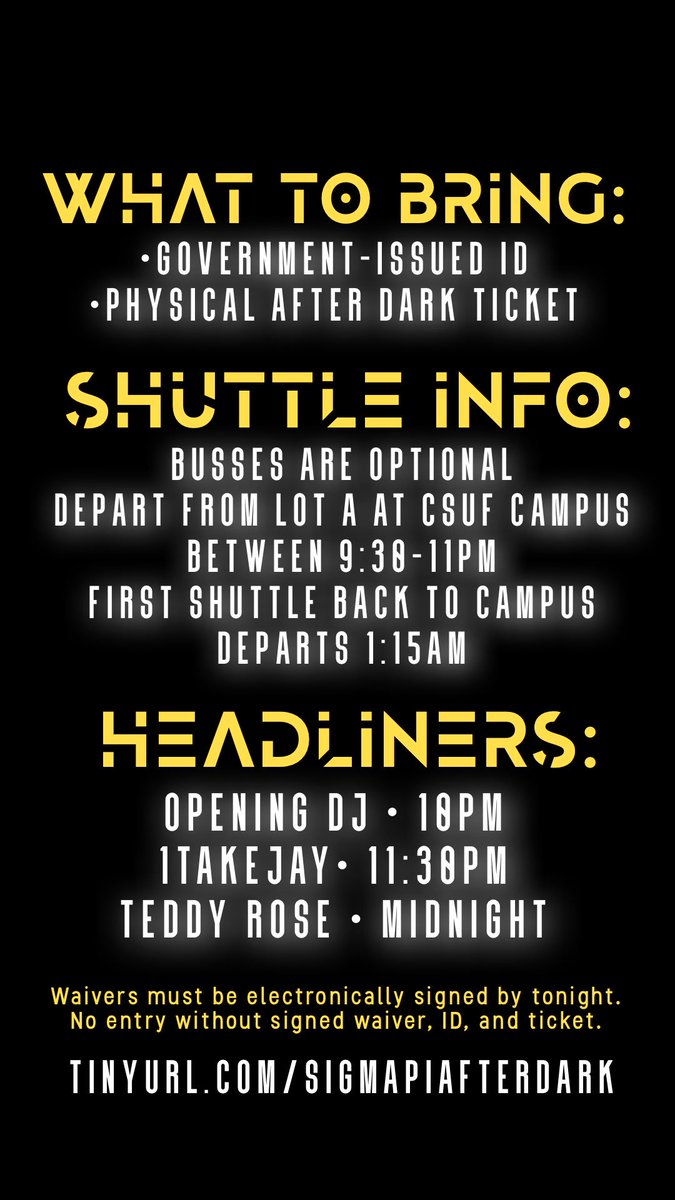 IMPORTANT INFO FOR TONIGHT