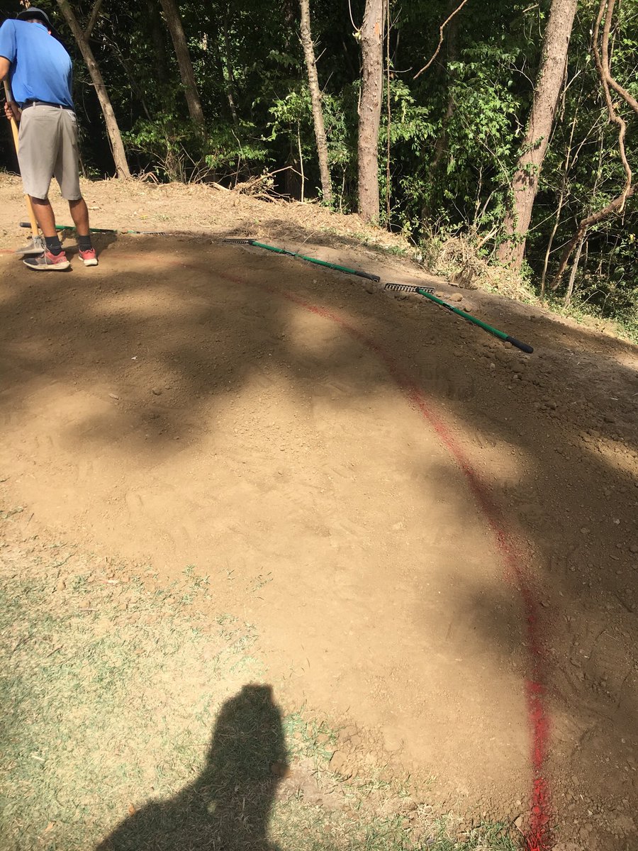 ECCSuper77's tweet photo. Reworking our tee edge lines on 3 championship tee today. The staff leveled the back of it also to add a couple yards to the hole. #progressmakesperfect https://t.co/0R4k9gtC6Y