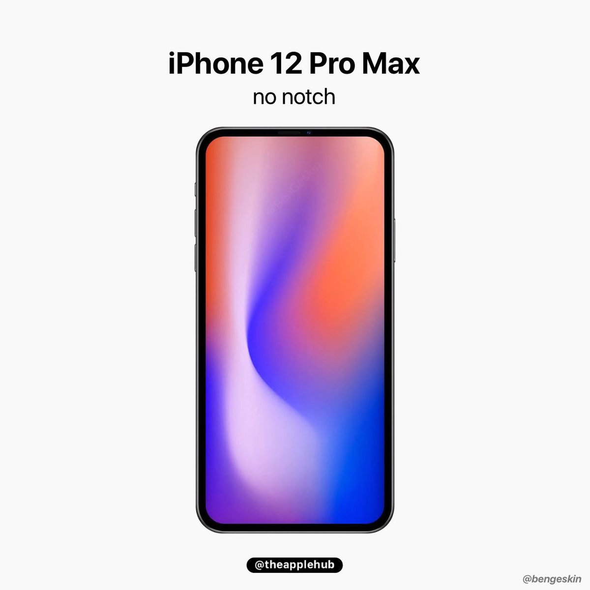 theapplehub's tweet photo. [RUMOR] According to @bengeskin, Apple is prototyping one 2020 iPhone with a 6.7-inch display and no notch, with the sensors and camera housed within the bezel above the display.

#Apple #iPhone #iPhone12 https://t.co/0SRwuyxlfQ