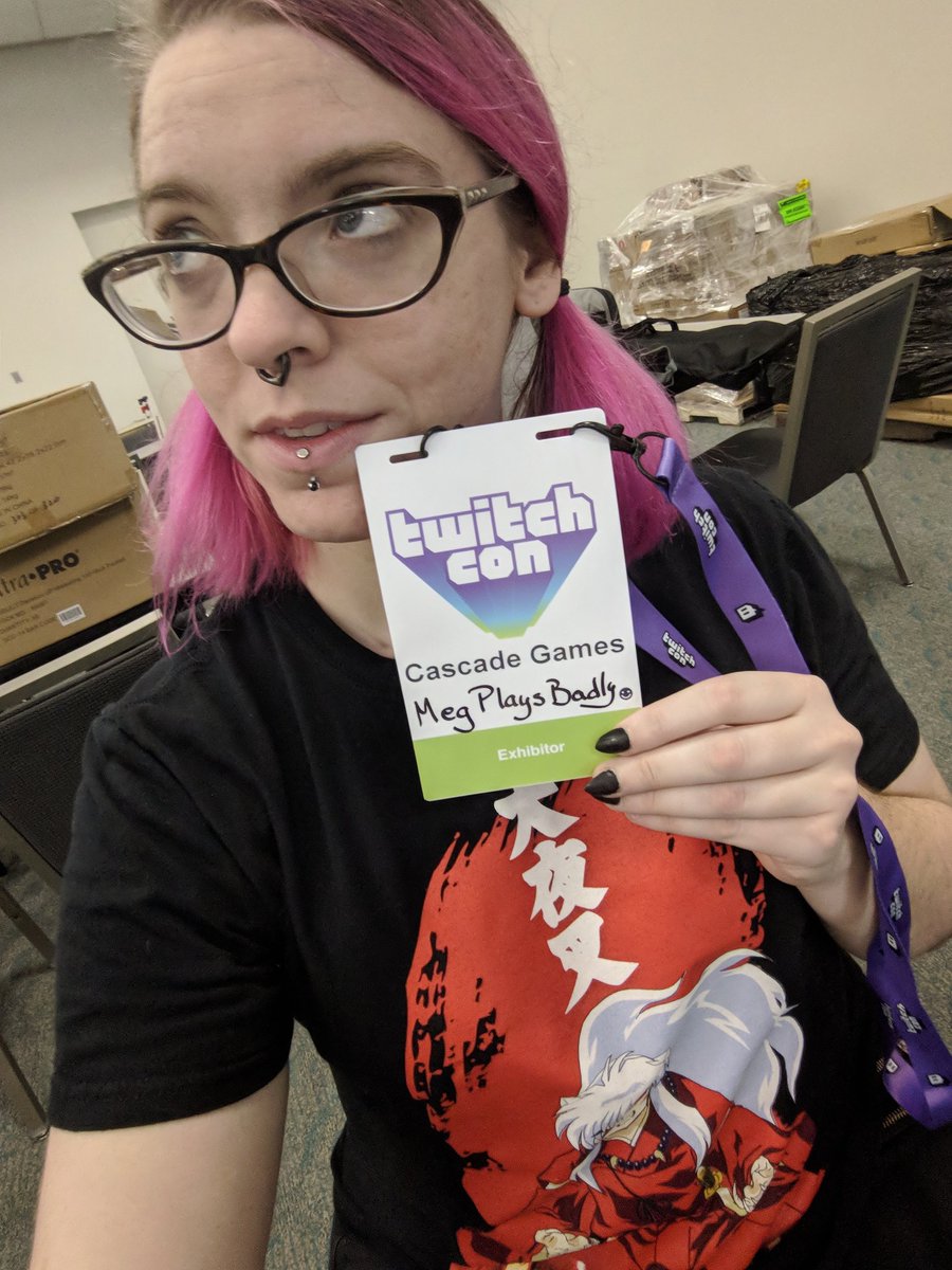 PlaysBadly's tweet photo. I'm so freaking ready for #twitchcon . I'll be at the board game room with Cascade Games! Come play board games with us! 🥰

I'm excited to see friends I've made, too. If you're here PLEASE say hi I want to meet ALL of you! 

#mtg #boardgames #twitchcon2019 #selfieception https://t.co/vq7Cr7IQD0