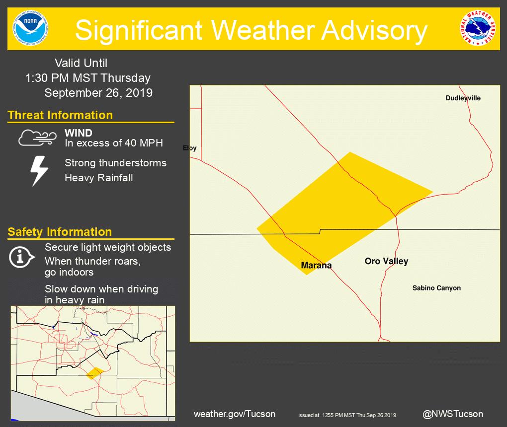 NWS Tucson on Twitter "Significant Weather Advisory for Northeastern Pima and South Central