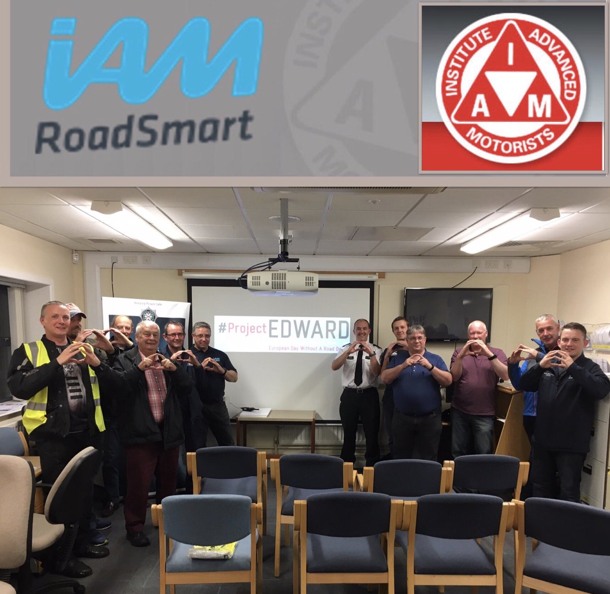 NIRoadPolicing's tweet image. As #ProjectEDWARD draws to a close, members of the NW Ulster Institute of Advanced Motorists paid a visit to Road Policing at Maydown to show their support for @ProjectEdward #KeepingPeopleSafe #PSNI @IAMRoadSmart