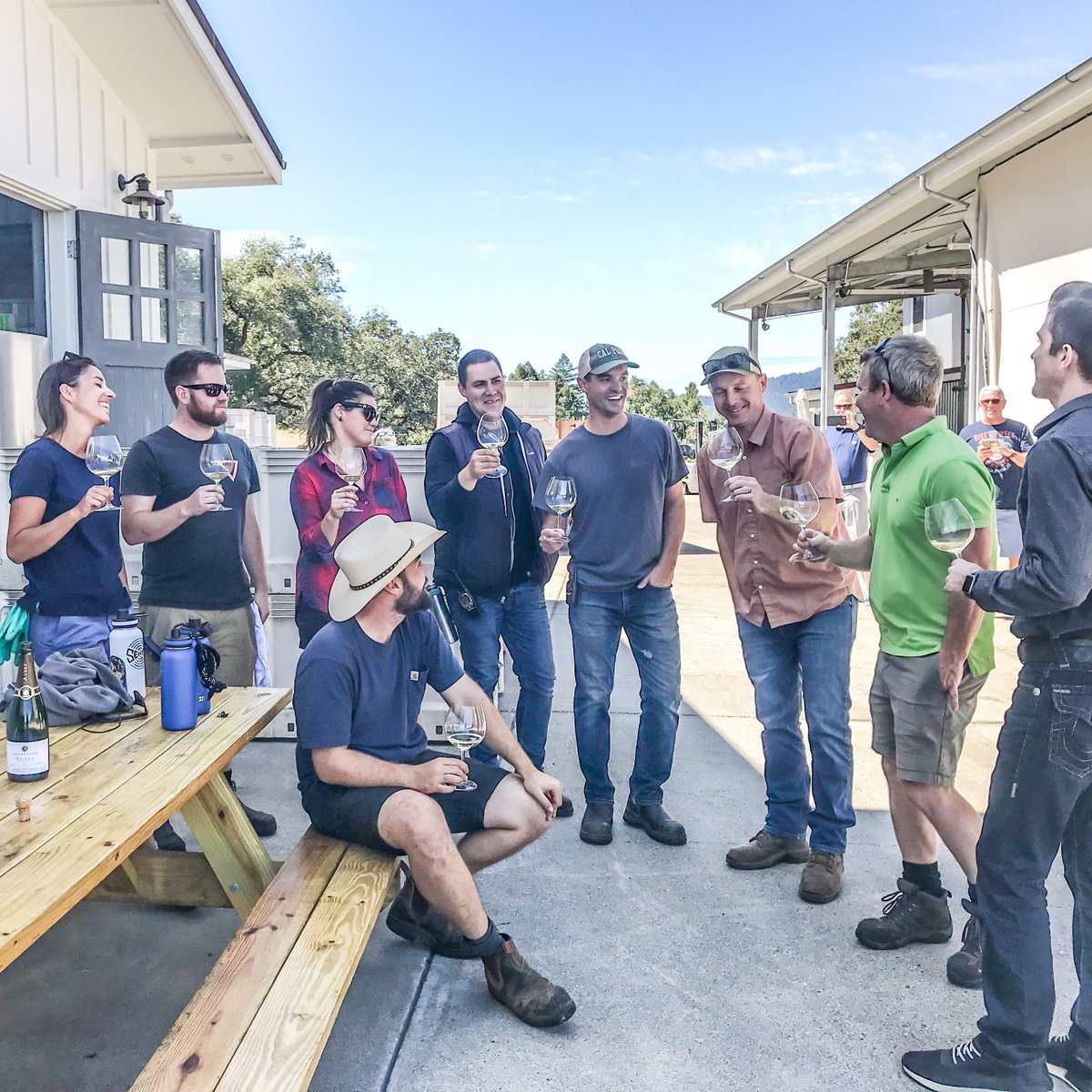 CopainWines's tweet photo. Our winemaking team, aided by amazingly talented interns from around the globe, have been hard at work this harvest. We are about halfway through the harvest and can't wait to share these wines!
#teamwork #oneteamonedream #winecountry #harvest2019 #sonomacounty #copainwines https://t.co/YPg4G0biY0