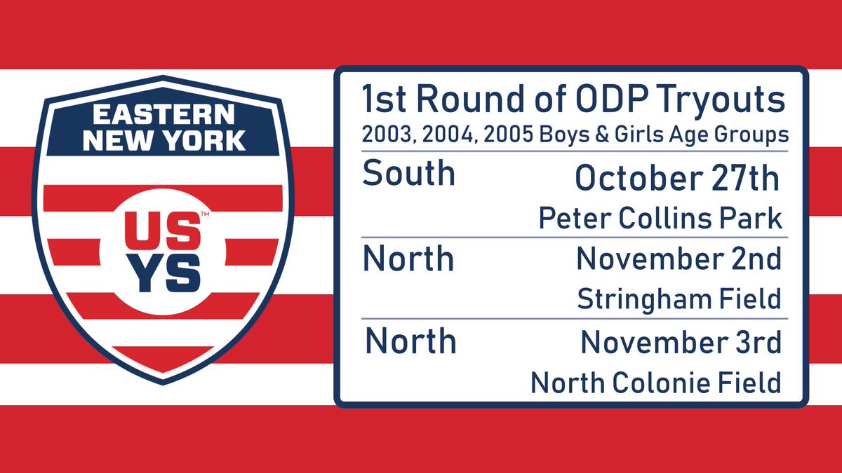 ENYSoccer's tweet photo. The first round of 03', 04', 05' Boys & Girls ODP Tryouts are set! Learn more and register your child at https://t.co/WWkAfmCwLQ โฝ๐๐บ๐ธ #ODP #ENY #ODPStrong #ENYStrong https://t.co/Ul8yxyVyfX