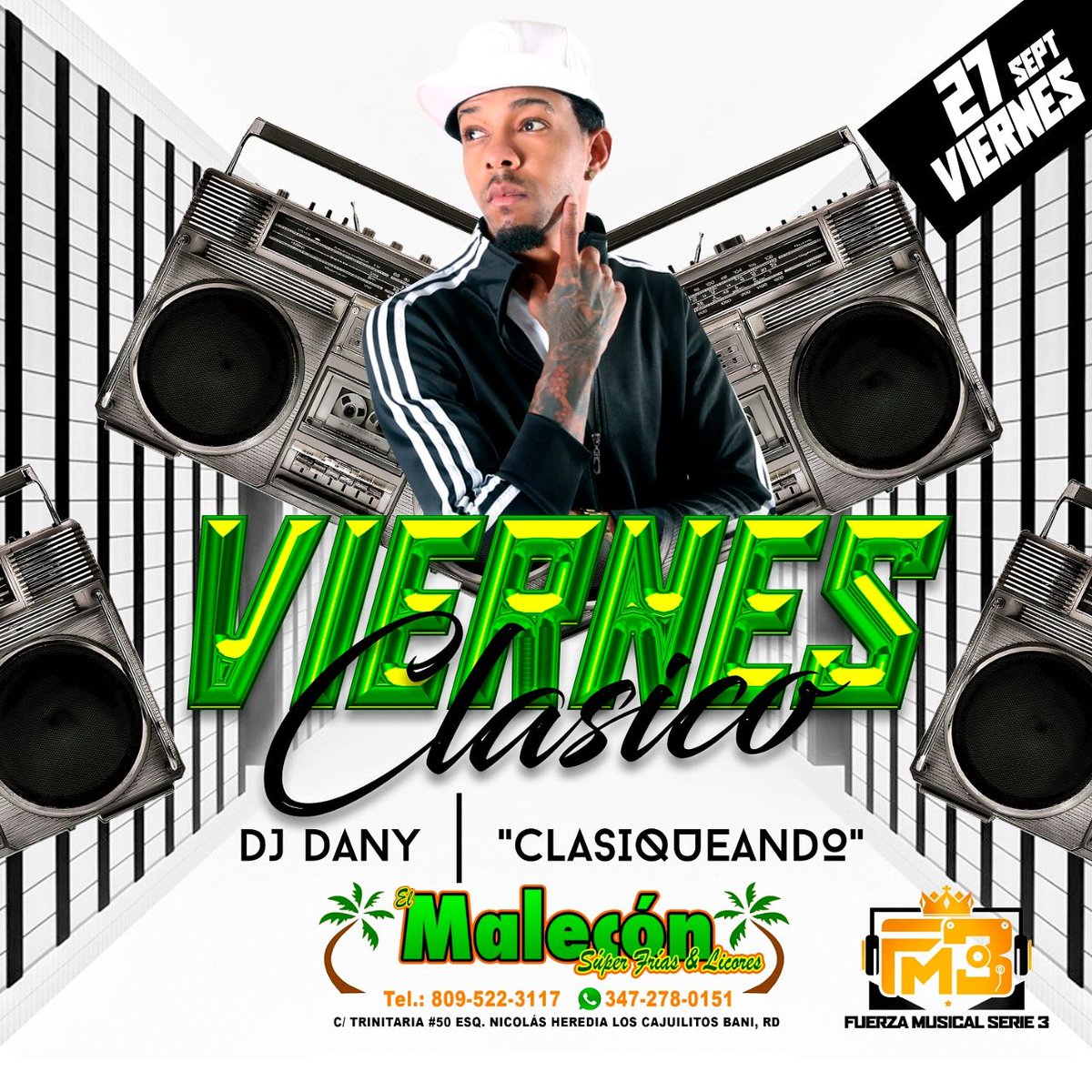 elmaleconsuper's tweet photo. MAÑANA💥VIERNES 27th💥🎻VIERNES CLÁSICO🎻EN🌴EL MALECÓN SÚPER FRÍAS DE BANI RD🌴DJ 🎧DANY MEZCLANDO EN VIVO LO MEJOR, CERVEZAS🍺SIEMPRE❄CENIZAS @elmaleconsuperfrias @djdany01 https://t.co/bZRXwvAOSb