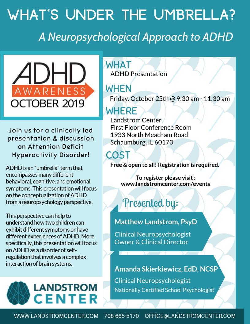 LandstromCenter's tweet photo. Join us for our upcoming event! October is ADHD month &amp; we will be hosting a presentation for all mental health, educational, healthcare, &amp; interested professionals! Register today at https://t.co/P5nRqztf1X🙂 https://t.co/13HPmoNWkq