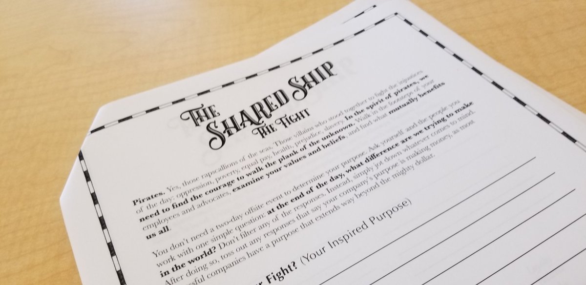 MsMcLean1's tweet image. And so the ship sails! @AMACincinnati's #AMAIgnite CX Conference kicks off with a workshop with @genochurch and @BrianPasson. Love that they use the word, "rapscallions"!