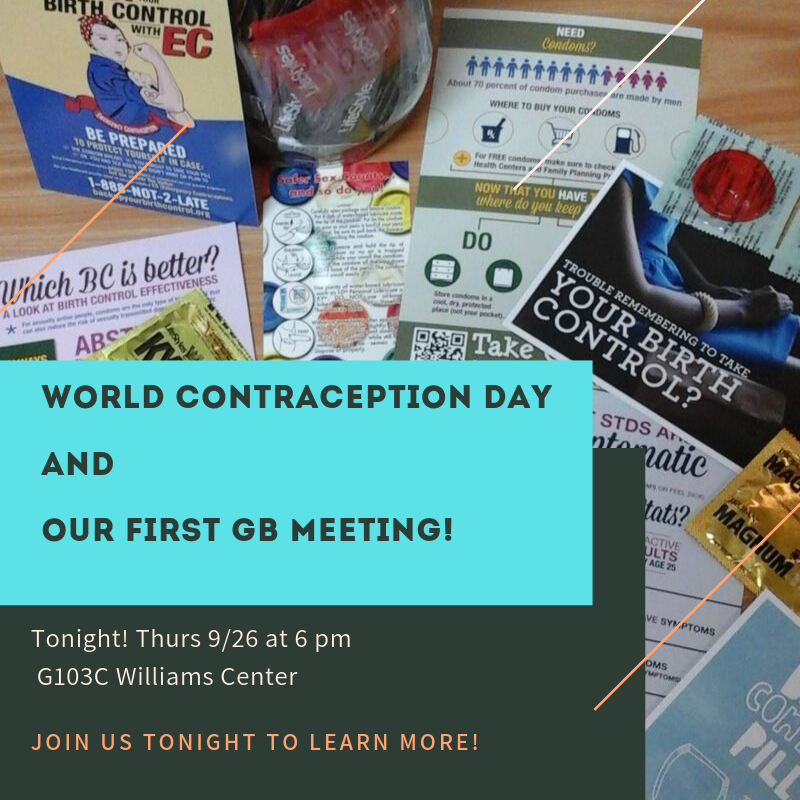 FredASSIST's tweet image. It's World Contraception Day AND our first GB meeting of year! Stop by G103C Williams Center at 6 pm to learn more! 
#WorldContraceptionDay #sunyfredonia #FredASSIST #fredonia #health #wellness #birthcontrol #saferissexy #getyourselftested #bedsider #sexualhealth