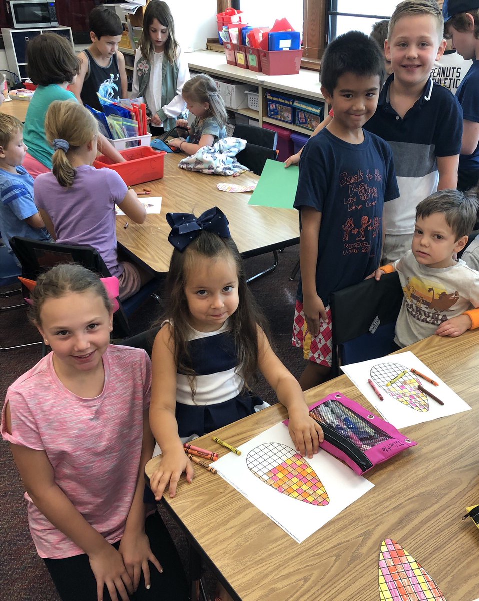 Helping our kindergarten buddies with a fun fall project this morning! #EngageD64 #D64smiles