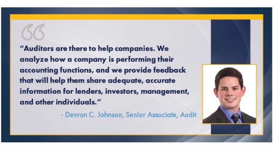 Eide_Bailly's tweet photo. Senior Audit Associate Devron C. Johnson chose a career in auditing for its sustainability & continuous learning & critical thinking (hint to the #FutureAuditor 😊).
1 thing he'd like people to know: Auditors want to help businesses thrive. 👍 #AuditorProud #InsideEB https://t.co/JEdr6JkEJh