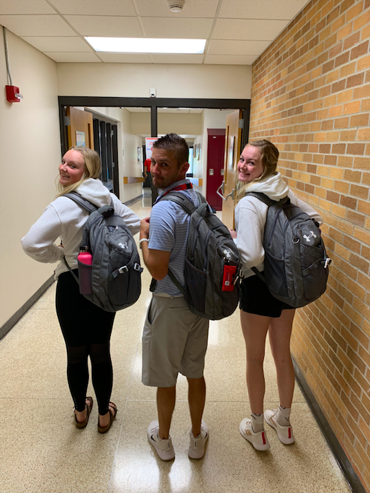 Matching backpacks. I definitely had mine first. I didn't wear my matching white hoodie. Sorry girls.