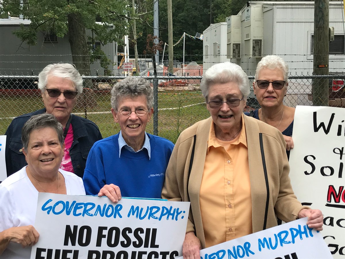 Sisters Suzanne Janis, Jeanne Goyette, Eleanor Uhl, Danelle McCarthy and Associate Catherine Cappiello attended a local public protest event on Saturday, September 14th, against a controversial gas compressor station in Essex County. Sister Danelle was one of the event speakers.