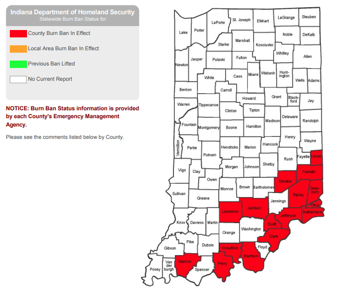 BURN BANS across the state are also expanding.  Over a dozen counties are now declaring county-wide bans as of Thu afternoon #inwx