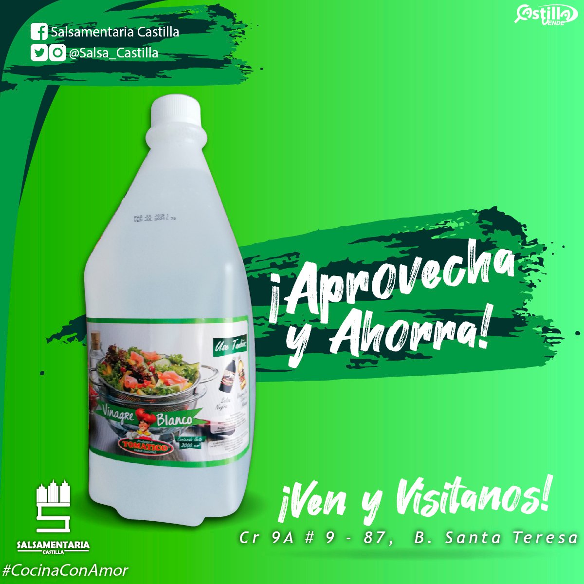 Salsa_Castilla's tweet photo. No busques más ni te preocupes por agregarle un sabor diferente a tu #CocinaConAmor nosotros tenemos los sabores que necesitas. ¡Te estaremos esperando! #AmorYAmistad #CastillaVende https://t.co/loPtsBFpfT