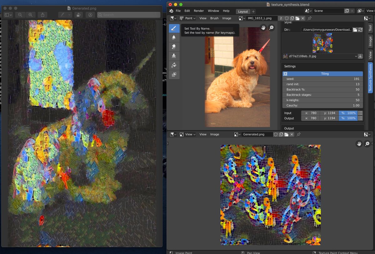 jimmygunawanapp's tweet image. #styletransfer #texturesynthesis Random doodle using Grease Pencil, and then using Texture Synthesis addon to do style transfer inside Blender 3D! #b3d