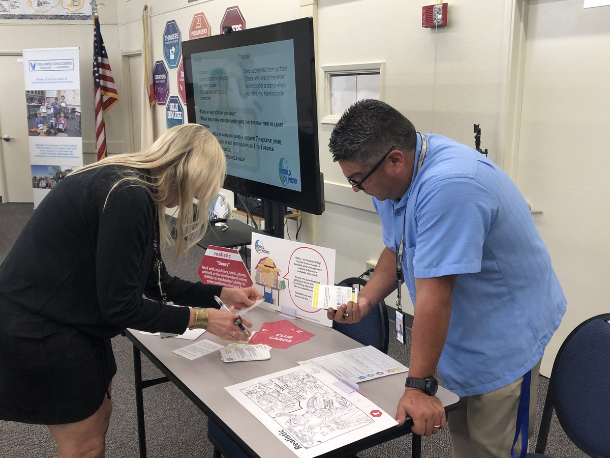 MelanieABrandt's tweet photo. Vista staff worked through glitches to breakout #RIASEC Style. Unlocking student potential @VistaUnifiedSD #ASAImpact @ASA_Impact @VistaBlueprint @CVWorldofWork https://t.co/soLcovSte1