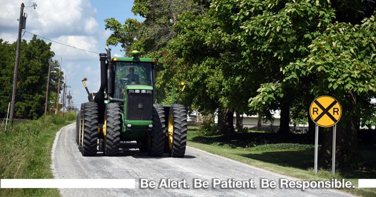 INDOTNortheast's tweet photo. Did you know it is a no passing zone within 100 feet of an intersection, railroad crossing, bridge or tunnel? Stay safe by following the rules of the road! #Harvest19 https://t.co/Rf8Nyiyedz