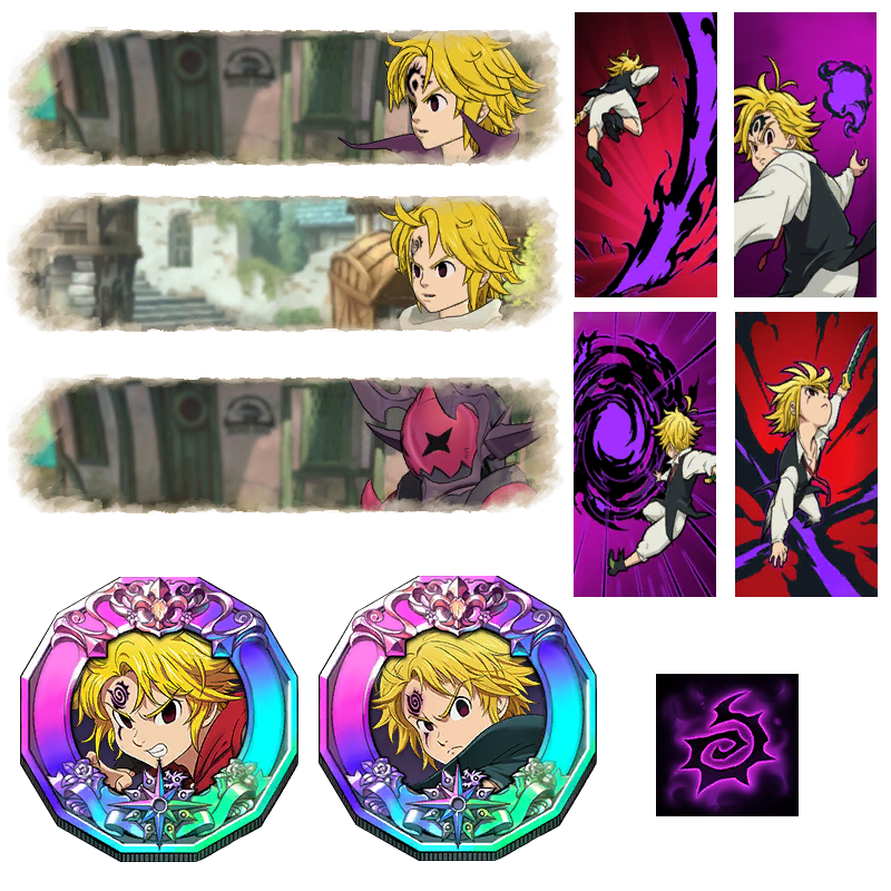 Q太 H A グラクロ ネタバレ注意 実装されるかもしれないキャラ 魔神メリオダス2種 魔神版は新規イラストが6種見つかっています そのうち4種は全体図やコイン バナーなどのデータも入っているようです 最後の2種はこの画像のみで キャラとして