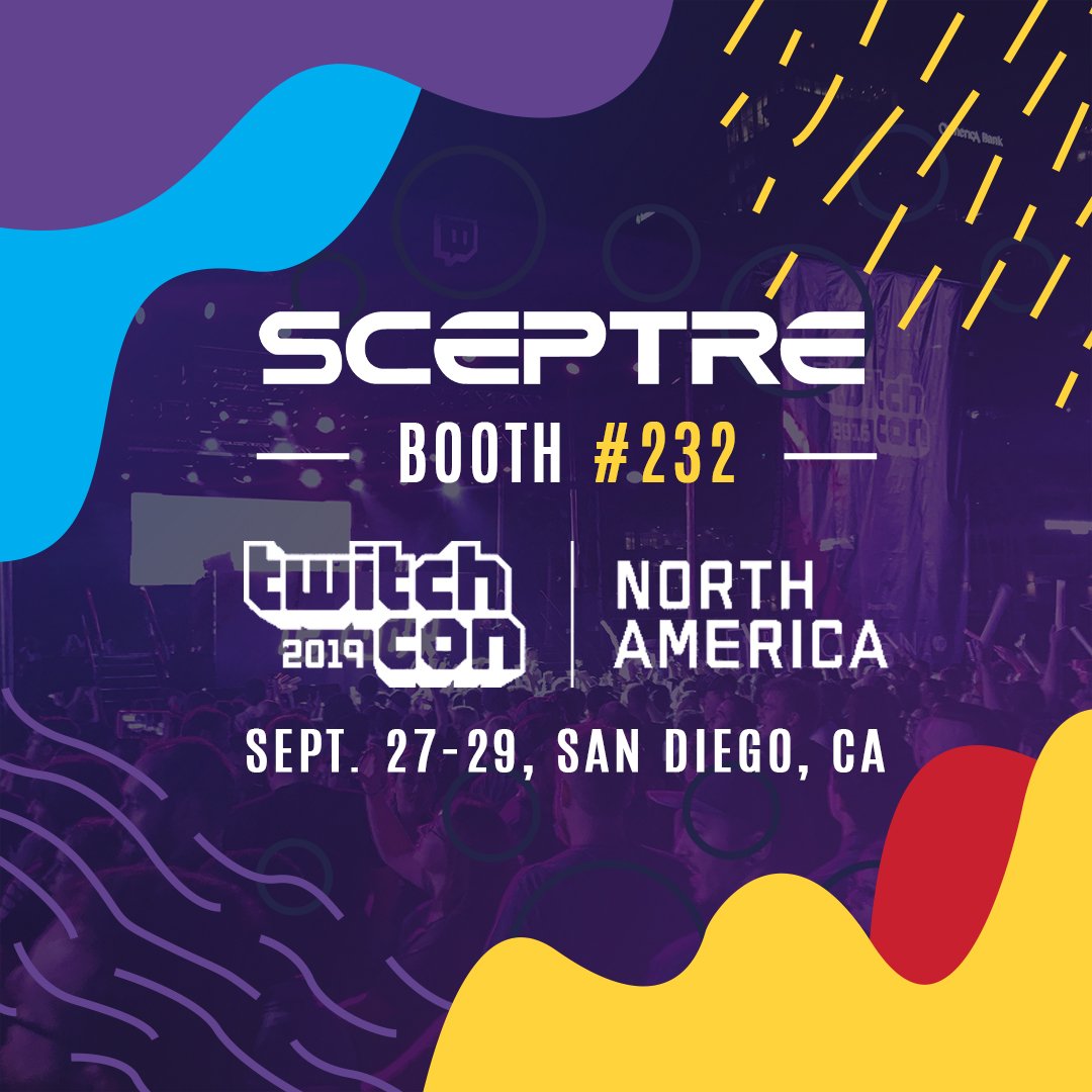 SceptreDisplay's tweet photo. #SceptreDisplay🖥 is at #twitchcon2019🥳!!!
It's time for games, streams, raffles, and a great time. 
Stop by our booth, #232, and play some games on our high refresh rate gaming monitors. You might even get to walk away with one.😉 https://t.co/tLBm4wvK5O