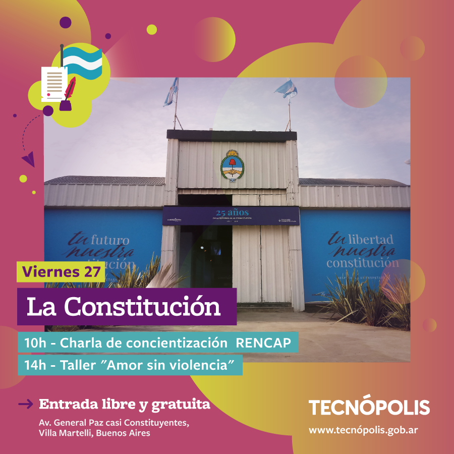 TecnopolisArg's tweet photo. Mañana en el stand de #LaConstitución te invitamos a ser parte de la charla de concientización de #RENCAP y el taller "Amor sin violencia.
Encontrá toda la info sobre las actividades acá: https://t.co/gGRtfytGtU https://t.co/uiDwLceky5
