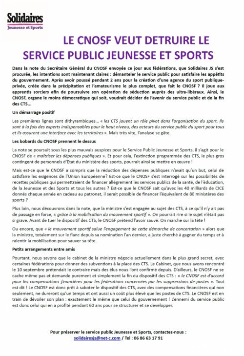 SolidDI_Dijon's tweet image. Ci-dessous un tract de #SolidairesJS dénonçant la politique destructrice du #CNOSF.
#liberalisme, #servicepublic, #fonctionnaires