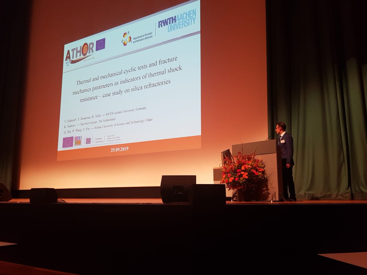 etnathor's tweet photo. #picture3: our #ESR7 Vahid 🇮🇷 showed a presentation about "thermal and mechanical cyclic tests and fracture mechanics parameters as indicators of thermal shock resistance" at the 62nd #ICR2019 in #Aachen. Great!!! 😎  #ATHOR #H2020 #MSCA @RWTH https://t.co/fblsaxa5BI