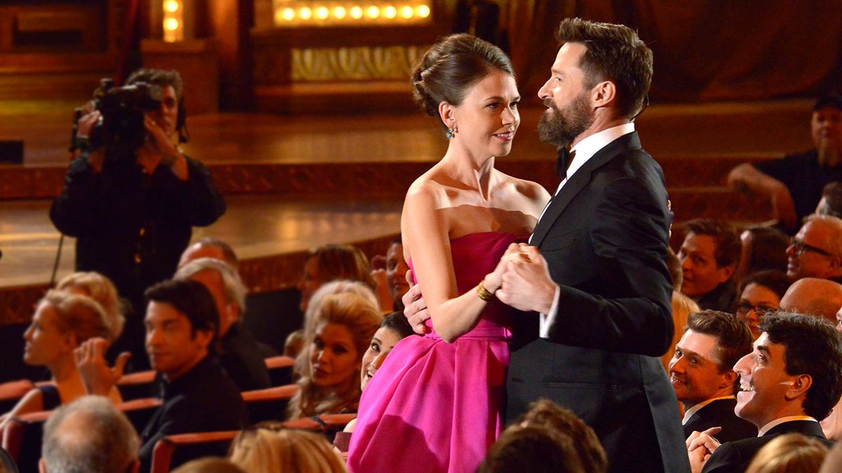 There was love all around at the 2014 #TonyAwards when host @RealHughJackman danced with @sfosternyc in the audience at @RadioCity. #TBT