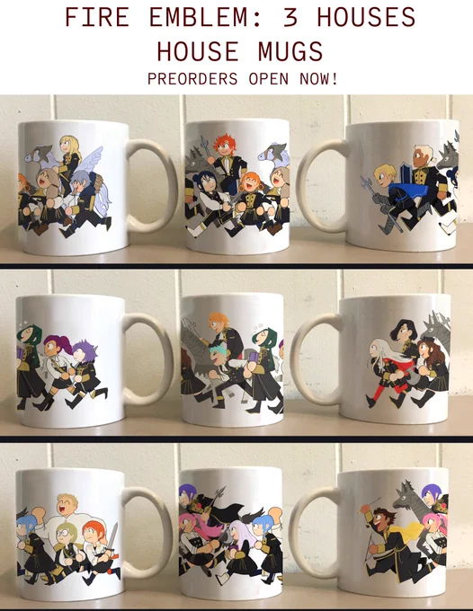 hey everyone!! preorders for my fire emblem house mugs are NOW LIVE!! choose your house allegiance with your morning coffee ??? #FireEmblemThreeHouses 

[GET EM HERE: https://t.co/SlbzIB1q7S ] 