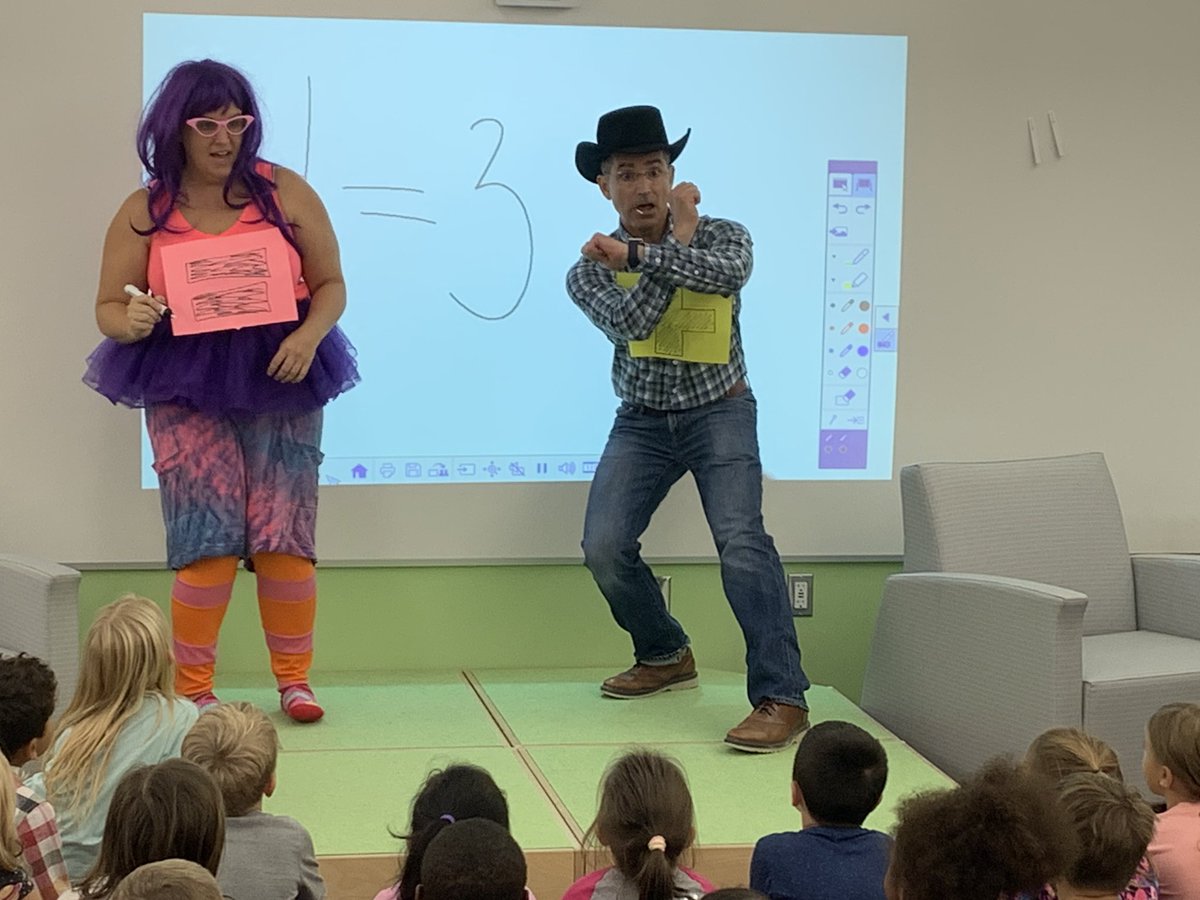 JZreads's tweet image. Look who visited first graders today!!!  Ellie the Equal and Gus the Plus.  Wonder where Linus the Minus is????#readingprimary #makinghistory