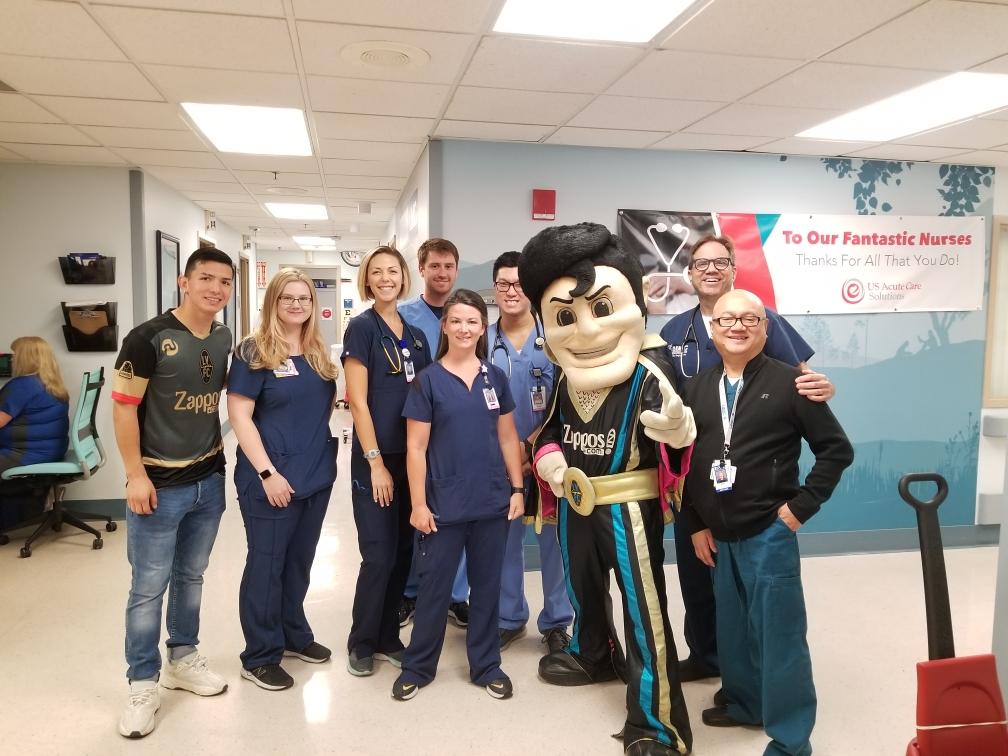 UMCSN's tweet photo. @lvlightsfc and Cash the Soccer Rocker treated our young patients with a visit at UMC Children's Hospital. Thank you for bringing “light” and energy to our pediatric department, staff and volunteers. #lights #umcsn #lvlights https://t.co/h8Cayg6Y85