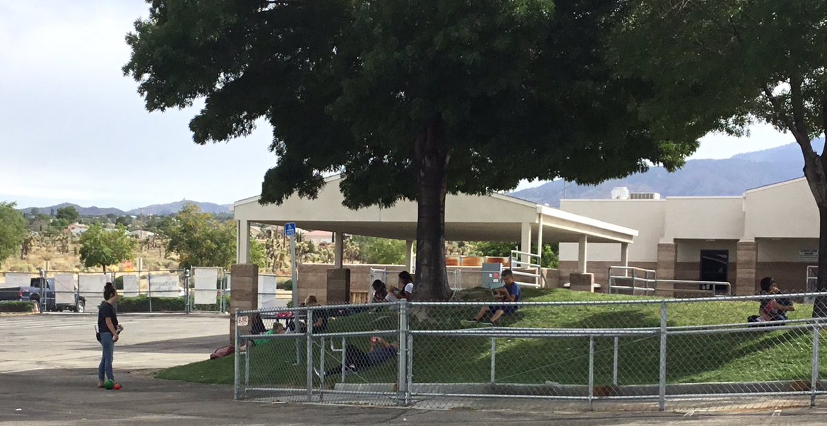 PinonHillsASES's tweet photo. We love flexible seating! Today we had the choice of reading in the shade or in the classroom. #WeAreSnowline @snowlineASES @AVIDCoyotes https://t.co/MMpVpsxqZQ