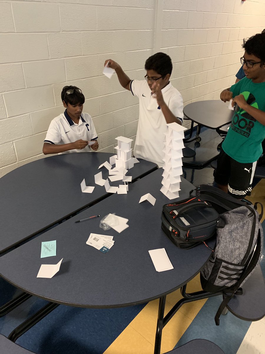 Egamblescience's tweet photo. Great turnout for 1st #SouthSideSTEM Club meeting! @CBTamanendMS #100indexcardonlytowerchallenge #superexcitedss #futurearchitects #engineeringatitsbest #jengaskillsatplay @laura_enama https://t.co/26zbPnbWOo