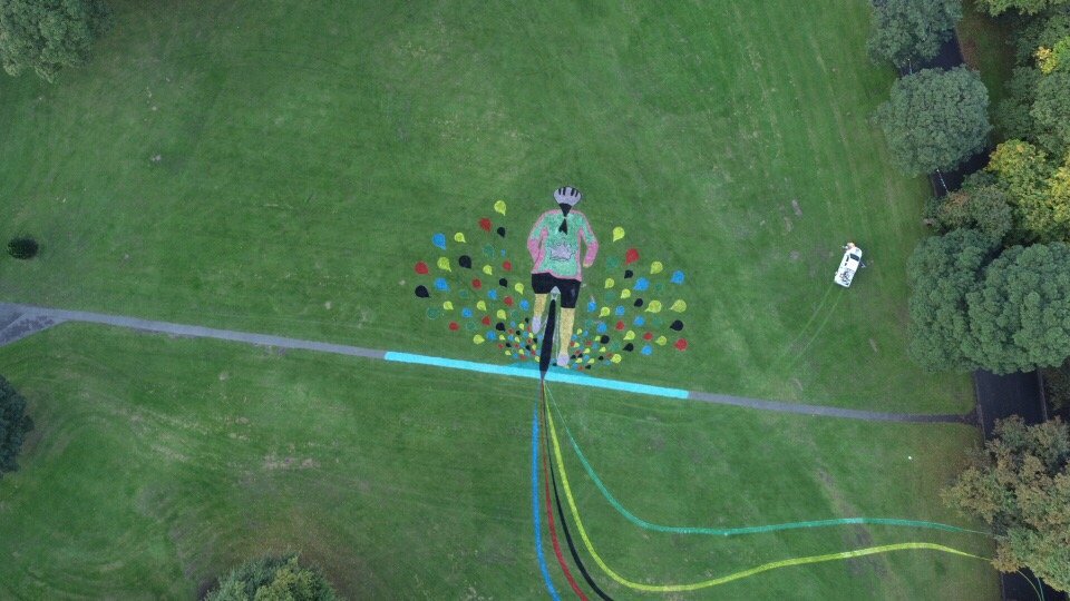 fieldsovision's tweet photo. @Yorkshire2019 @Welcome2Yorks look out for these two massive @UCI_cycling inspired land artworks within a mile of the ladies start in @bradfordmdc. They are called Broad- ford, and a member of local ladies cycle club @queeniequeensCC is making a splash and celebrating the city! https://t.co/4MGWBsPrnb