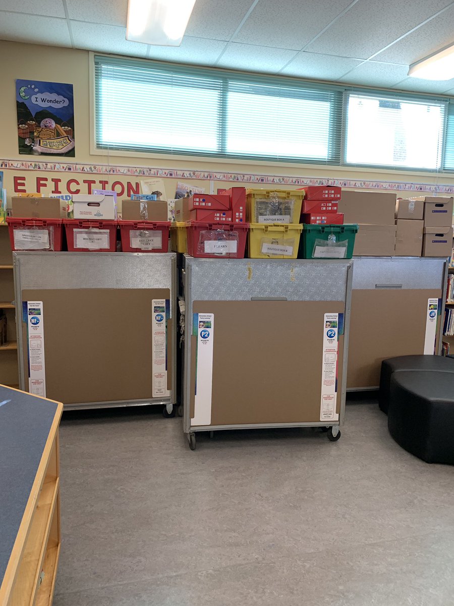 The <a href="/Scholastic/">Scholastic</a> book fair boxes have arrived! Come visit our book fair and support our library next Wednesday and Thursday!