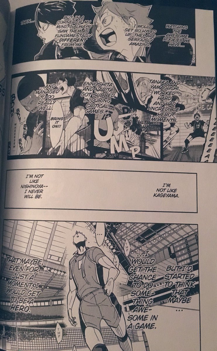 LJ_Hollywood's tweet photo. After Yamaguchi did so well when he was sent in as a pitch hitter last set it was sad to see Kinoshita miss out on his moment to shine here. He’s the last of the ita trio to get his glow up 😢
#Haikyu!! #Volume31 https://t.co/s8p7zU7npz