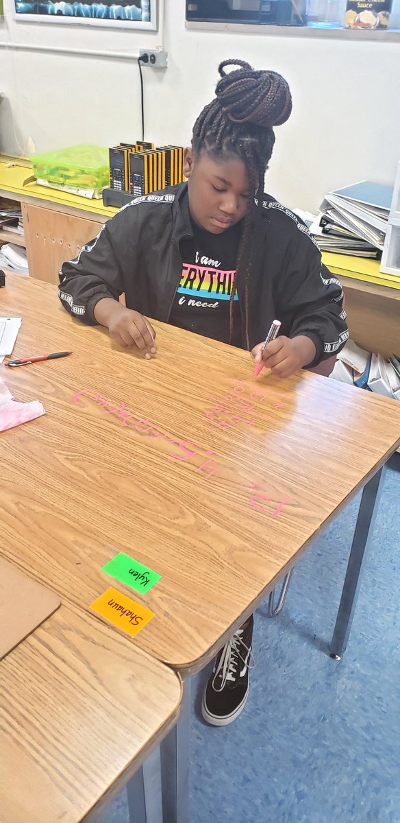 JarushaG's tweet photo. Review in both Algebra and Pre Algebra @CenterAltSchool from new skills taught this week. #yeswewroteonthetables #lotsofworkspace #everyoneparticipated #totallyengaged #buildingrelationships #CASjackets #CenterSD https://t.co/Na1Gr4KV5i