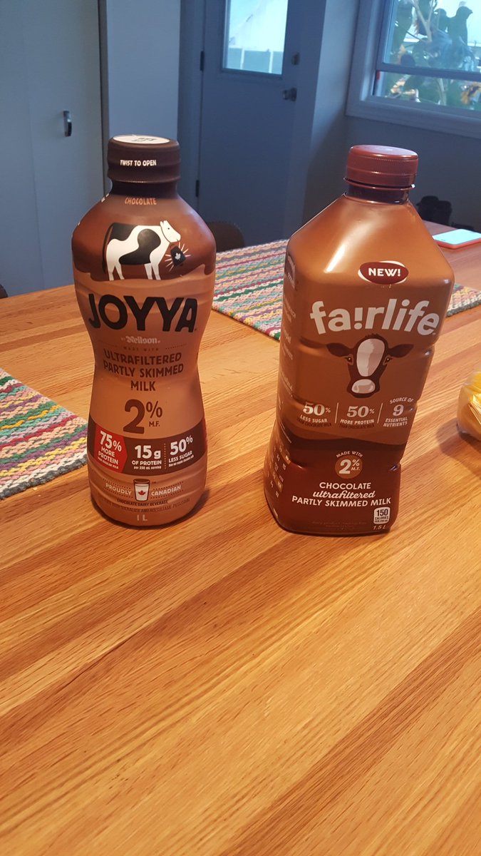 lhudson89's tweet photo. Canada vs. USA. Taste test at Templeview tonight. So far Canada is already up with being lower in salt and sugar. Let's see if which tastes better. @DairyOntario #ontag #drinkmilklovelife #imdrinktothat
#ultrafiltered #cdndairy https://t.co/cq00cPdeAO