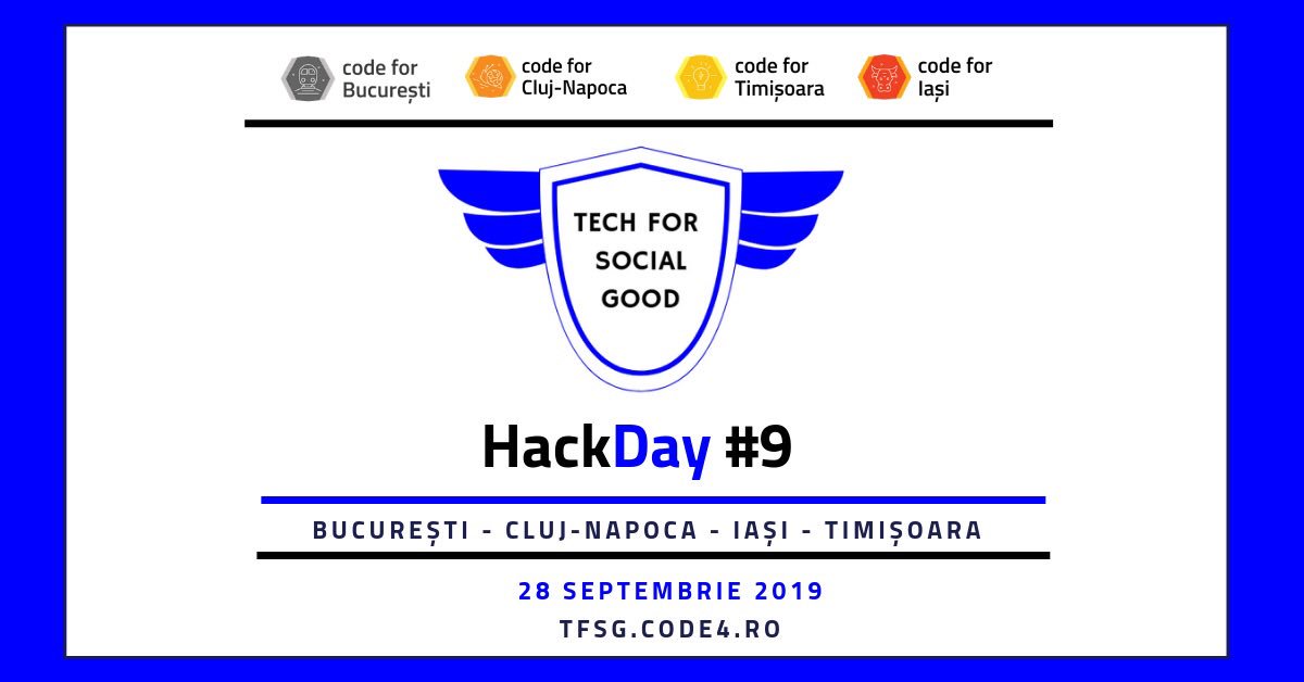 Code4Romania's tweet photo. Hack Day #9 is online too!🚀Check the event for details 👉https://t.co/fkqW1SKOwb to see the projects and don’t forget to register! See you on the internet if you are somewhere else, even diaspora!😎#CivicTech #code4romania #Hackday #Tech4Good #code4diaspora https://t.co/NCcKSFZpKz