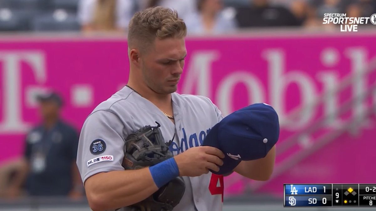 “‘Why do they say put your hat on your head and not put your head in the hat?’ Oh boy, I took Belli’s hat again by accident.”~Deep Thoughts with Cody Bellinger~