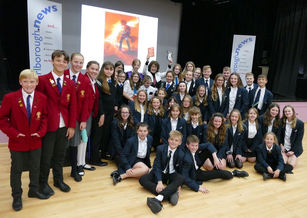 MarlboroNews's tweet photo. Opening Day of Marlborough’s LitFest: Big School Read with Geraldine McCaughrean: Several hundred Year 8 students from St. John’s, St. Francis and Pewsey Vale School attended the Big School Read today, Thursday September 26 at St John’s Theatre on the… https://t.co/moVDVmihus https://t.co/FbHHaI9liZ