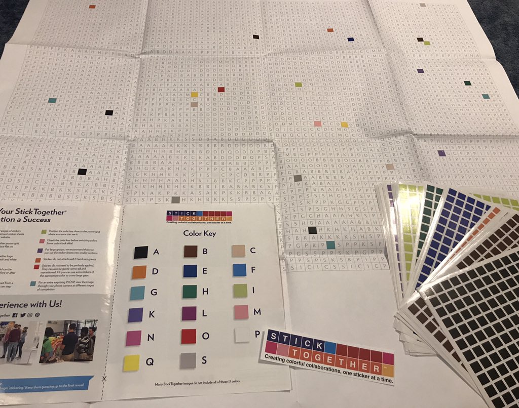 misstizzy's tweet photo. So excited that my @bysticktogether kit came in today. I can’t wait to set this up in the library!  As students return a book they get a sticker to add to the poster. By reading we will be working together to reveal the hidden picture. I wonder how soon we can fill it! #pqreads https://t.co/7KBjr0gzHB