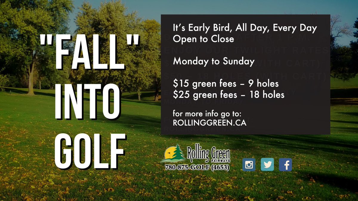 rolling_greens1's tweet photo. Well it definitely #feelslikefallπ #itisfall and with that brings #fallgolfππ @rolling_greens1 for the rest of the season itβs #earlybirdrates #alldayeveryday until we close https://t.co/j33WCg4SXN