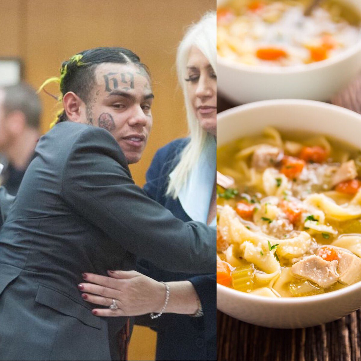 TurtleHater's tweet photo. NEWS: 6ix9ine has reportedly been testifying that a bowl of soup is a member of the Nine Trey Bloods https://t.co/oFq7Xjp3aH