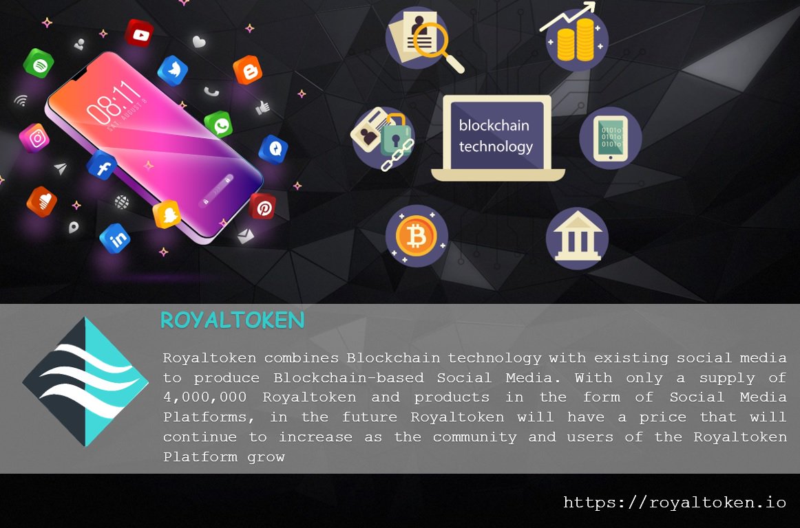 RoyaltokenERC20's tweet photo. Let's join the large family of Royaltoken Cryptocurrency

#RoyaltokenICO
#Blockchain
#ERC20
#SocialMedia https://t.co/BajsIWRbge