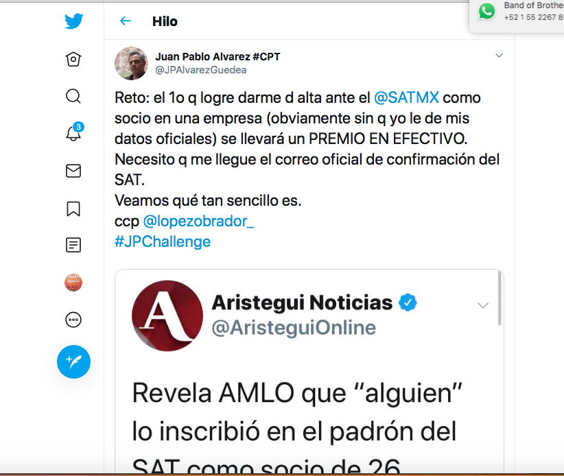 Garcimonero's tweet photo. Amigos la cuenta de @JPAlvarezGuedea fue sacada de circulación por una acción coordinada de agentes del gobierno, no soportaron que el éxito viral de este tuit evidenciaba la mentira del presidente. El #JPChallenge sigue, ahora además yo le hago su caricatura al que lo logre. 👇 https://t.co/jox8vvcxjw