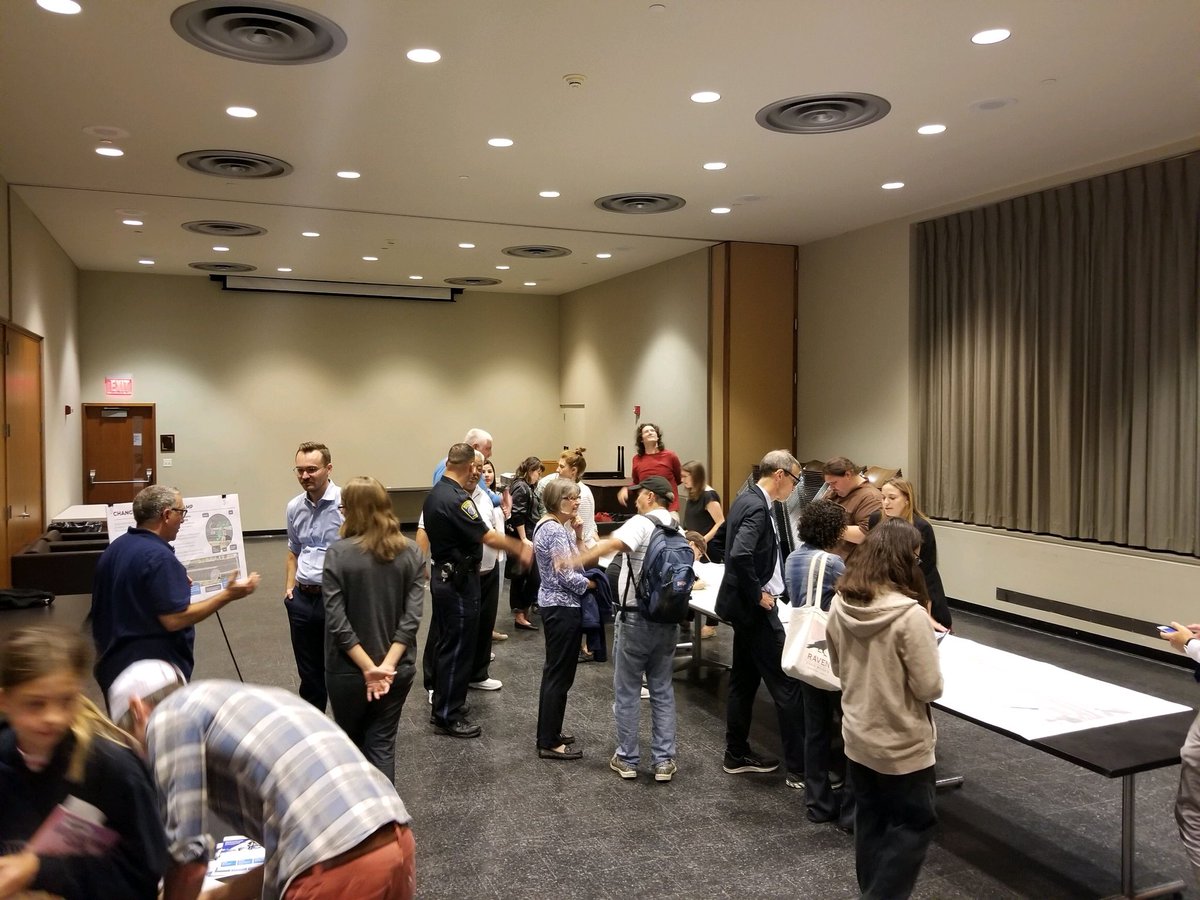 BostonBTD's tweet photo. Great turnout for the Cambridge St improvements public meeting last night at the Honan Library in Allston. More continuous separated bike lanes, a safer crossing near the I-90 on ramp, & potential designs for the Windom St intersection. #teambtd #SafetyFirst #keepingbostonmoving https://t.co/JveE6EwKFb