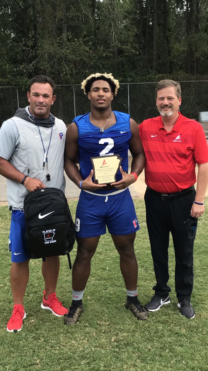 BSNSPORTS_Ark's tweet photo. Congrats @Thomasm04750986 Week Three @BSNSPORTS_Ark Player Of The Week @ParkviewLr #HereComesTheTrain 253 yards and 5 TDs #TheHeartOfTheGame https://t.co/u1HPCWGJhI