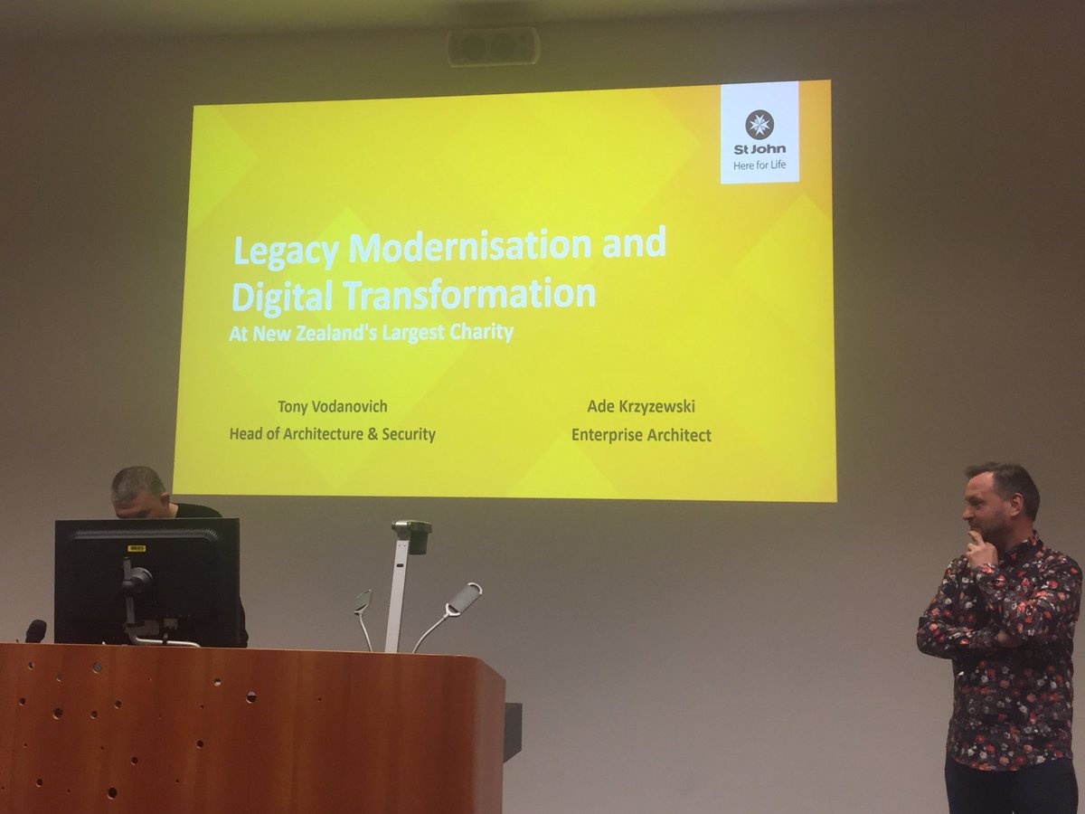 AUTms's tweet image. Amazing talk today @AUTuni from Head of Architecture &amp;amp; Security, Tony Vodanovich and Ade Krzyzewski, Head if Enterprise Architecture from @StJohnNZ on #DigitalTransformation and what it takes to generate &amp;amp; lead technology change.