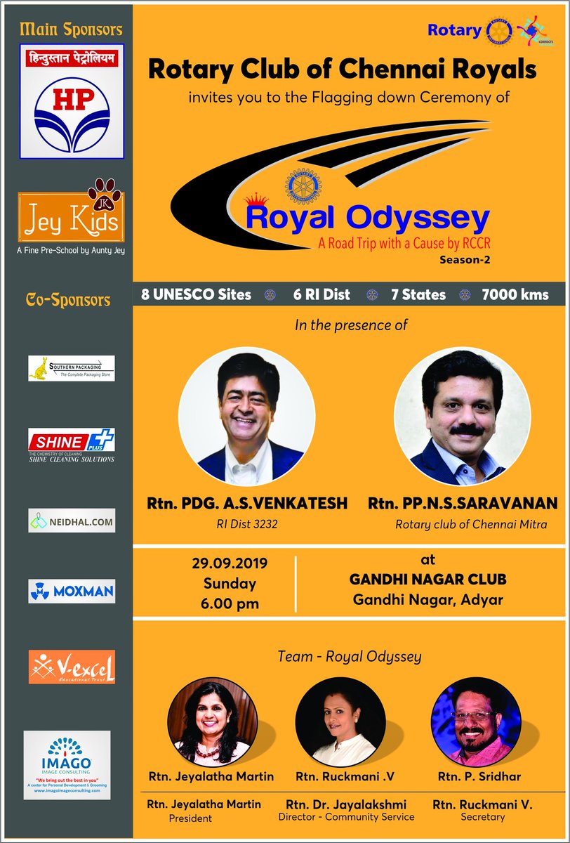 RotaryChennai's tweet photo. Come and listen to our success story ...Royal Odyssey Season 2 completes eventually with all your wishes and greetings. #Heritage #RotaryClub #roadtrip #culture https://t.co/9SUEROvZUo