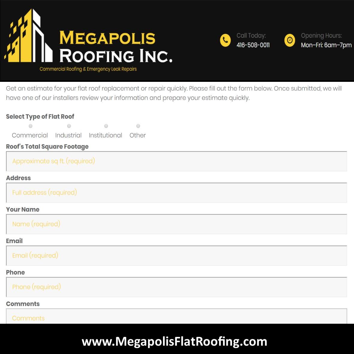 MegapolisRoof's tweet photo. Are you thinking about #replacing or #repairing your #flatroof? Fill out the form on our website to get a quick #estimate from our team 
.
👉 https://t.co/lKBr4xrB8q
.
#MegapolisFlatRoofing #MegapolisRoofing #CommercialFlatRoofing #IndustrialFlatRoofing #FlatRoofSpecialists https://t.co/XF8ru2VM69
